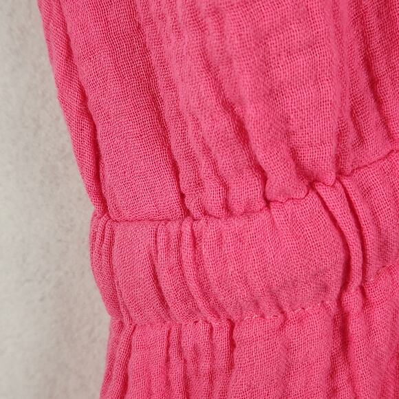 Laurel Grey Dress Women’s SZ M Pink Button Front Tie Waist Tiered Cotton EUC - Picture 8 of 16